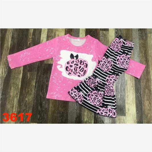 Cheetah Print Pumpkin Striped Pants Set