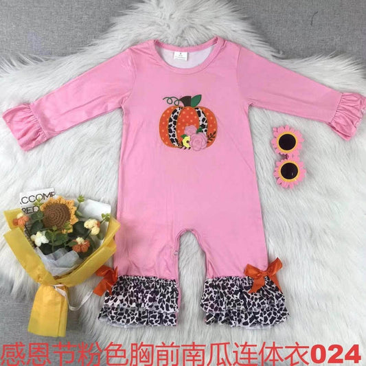 Pumpkin Cheetah Print Romper