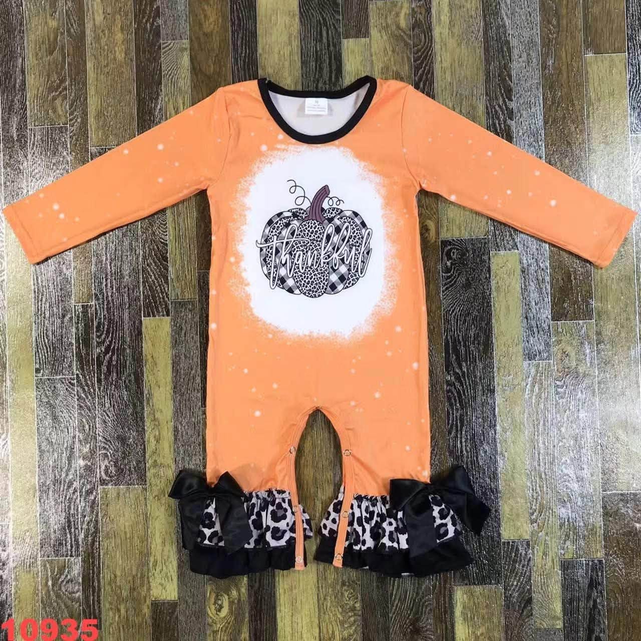 Leopard Pumpkin Thankful Romper
