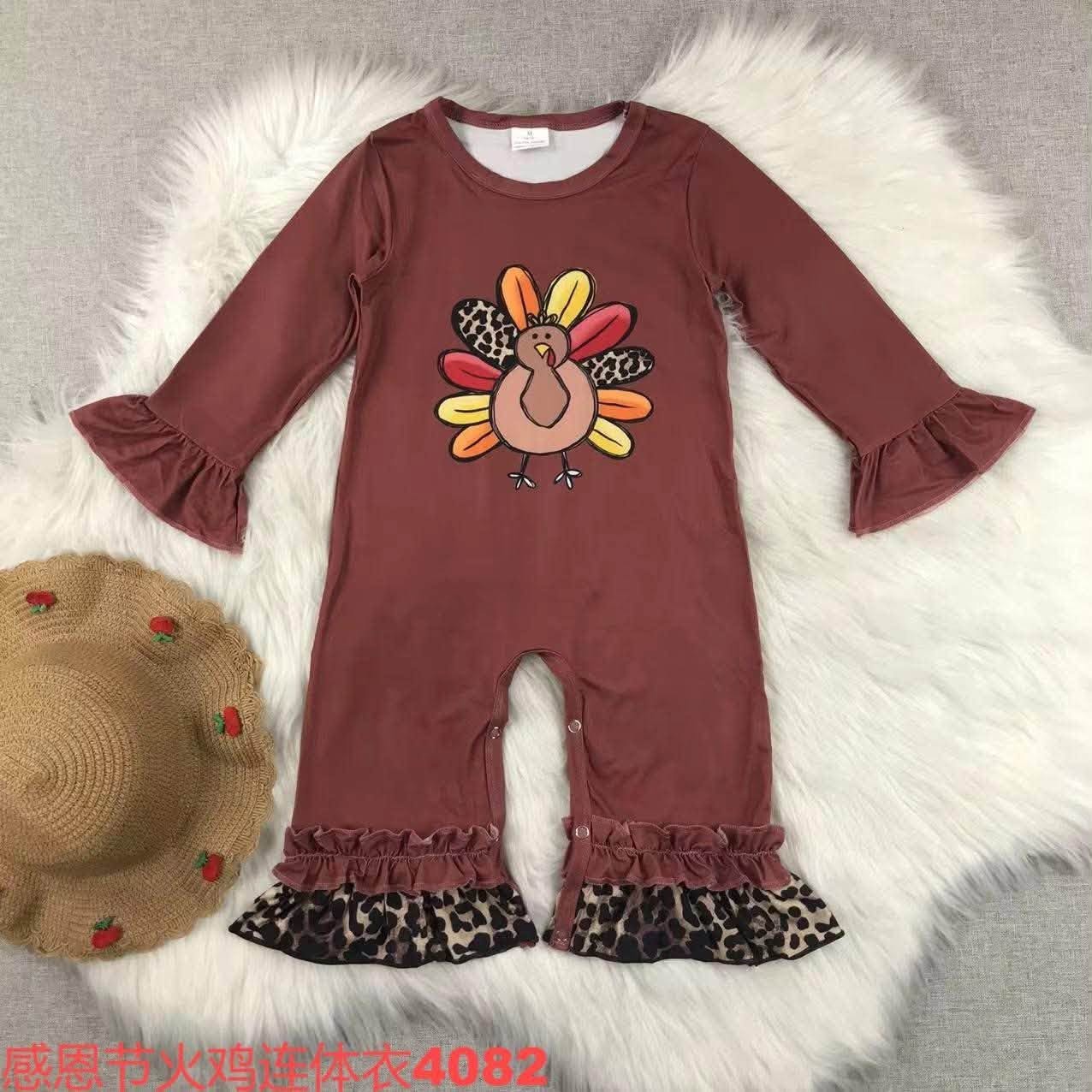 Cheetah Print Turkey Romper