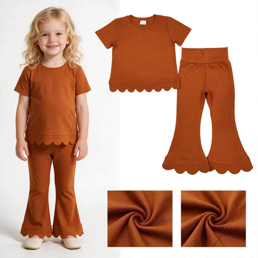 Brown Scalloped Pants Set
