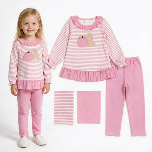 Pink Puppy Pumpkin Pants Set