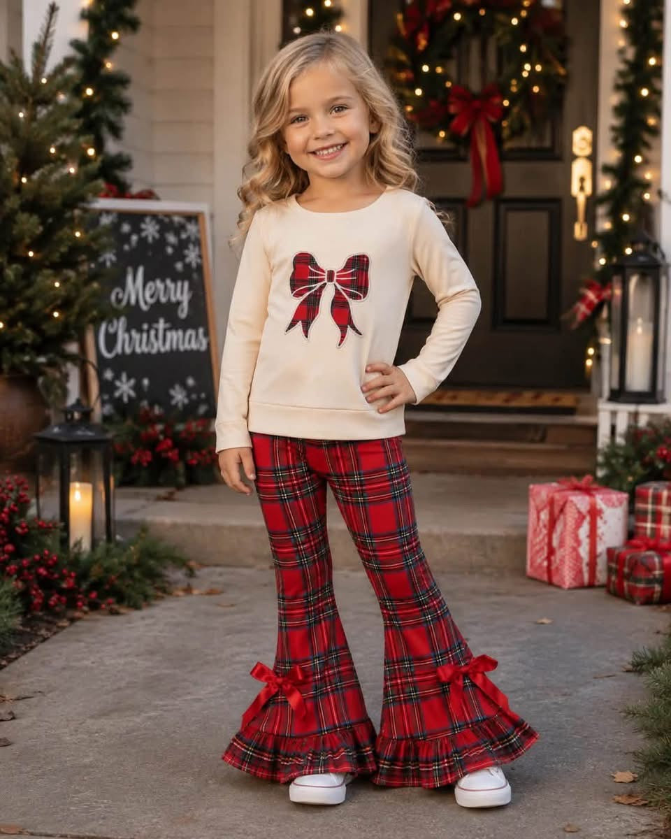 Christmas Plaid Bow Set