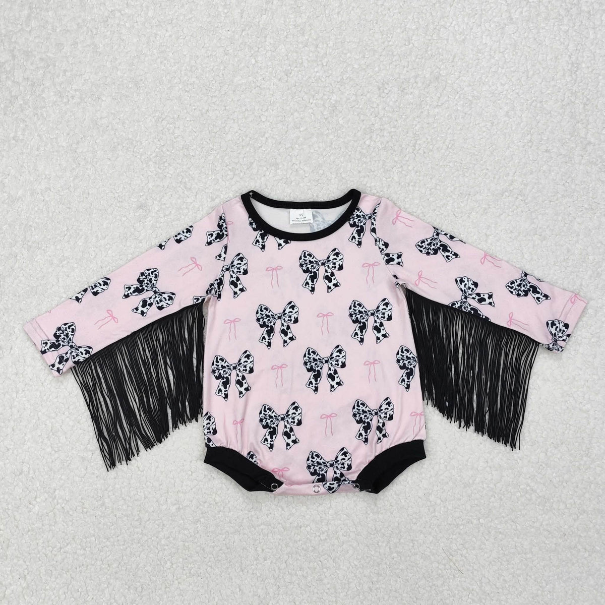 Cow Print Coquette Fringe Romper