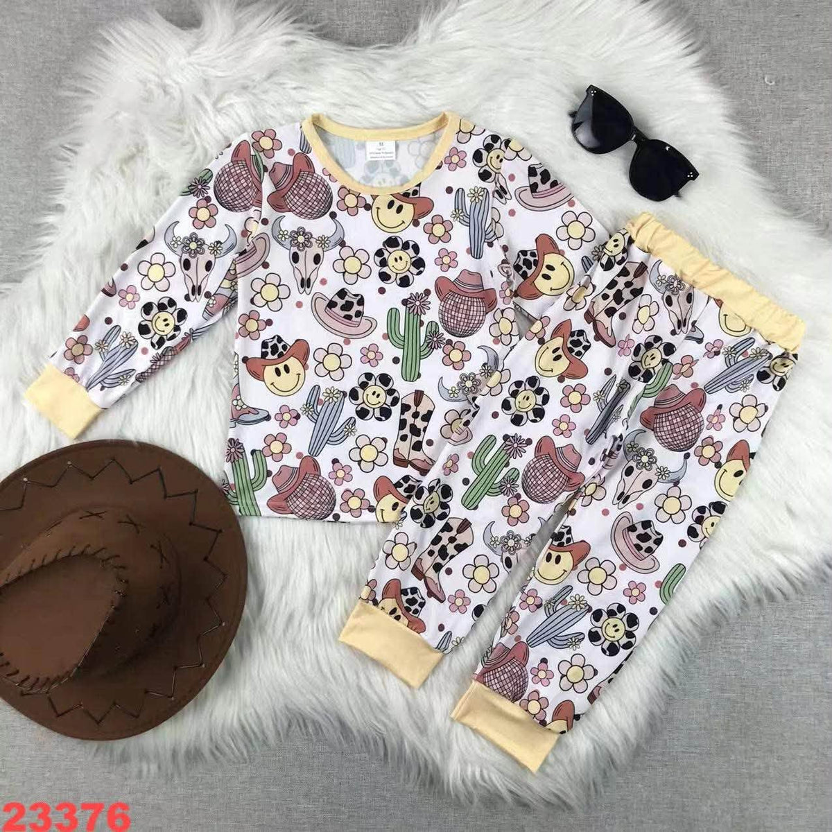 Cowgirl Smiley Face Pajama Set
