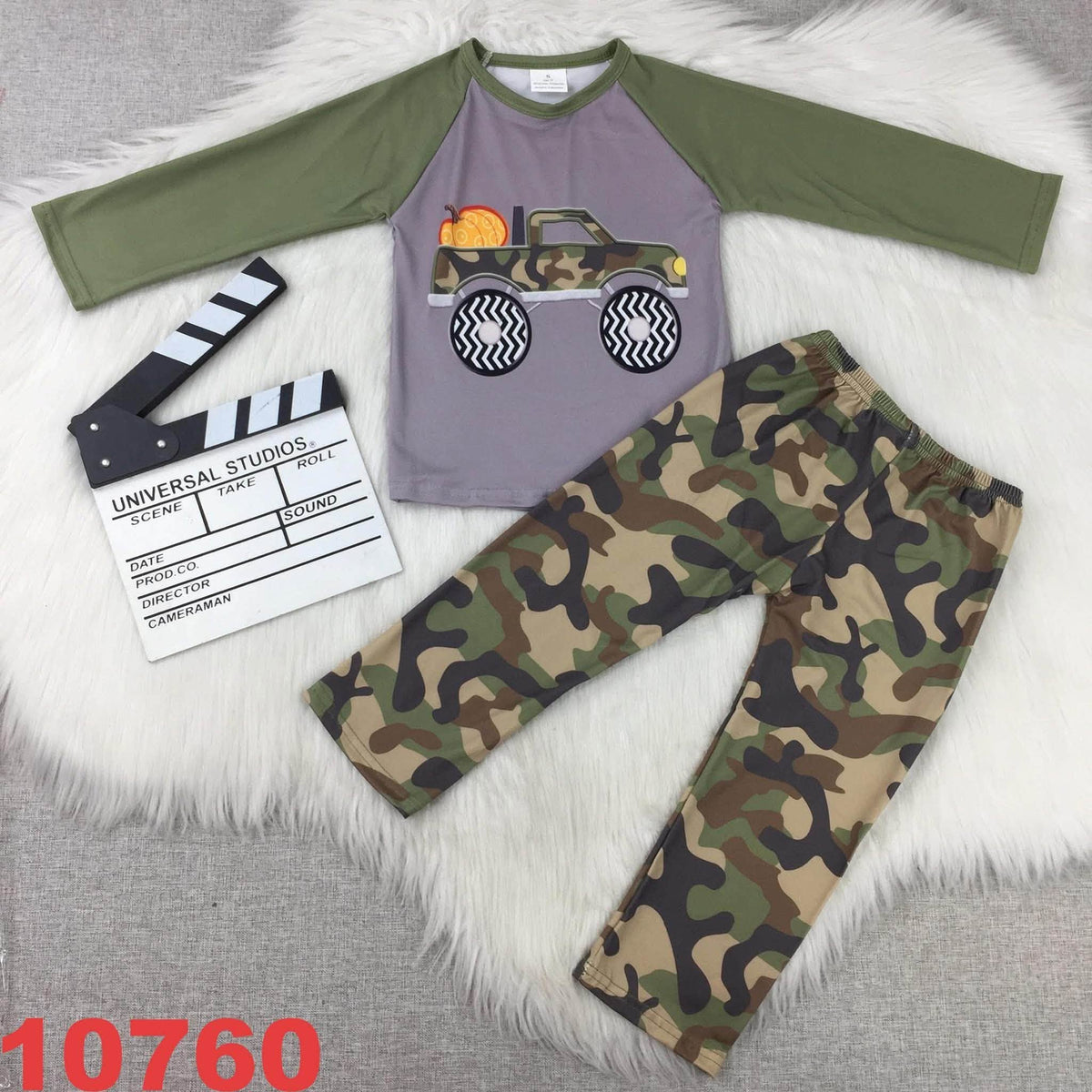 Camo Pumpkin Monster Truck Pants Set