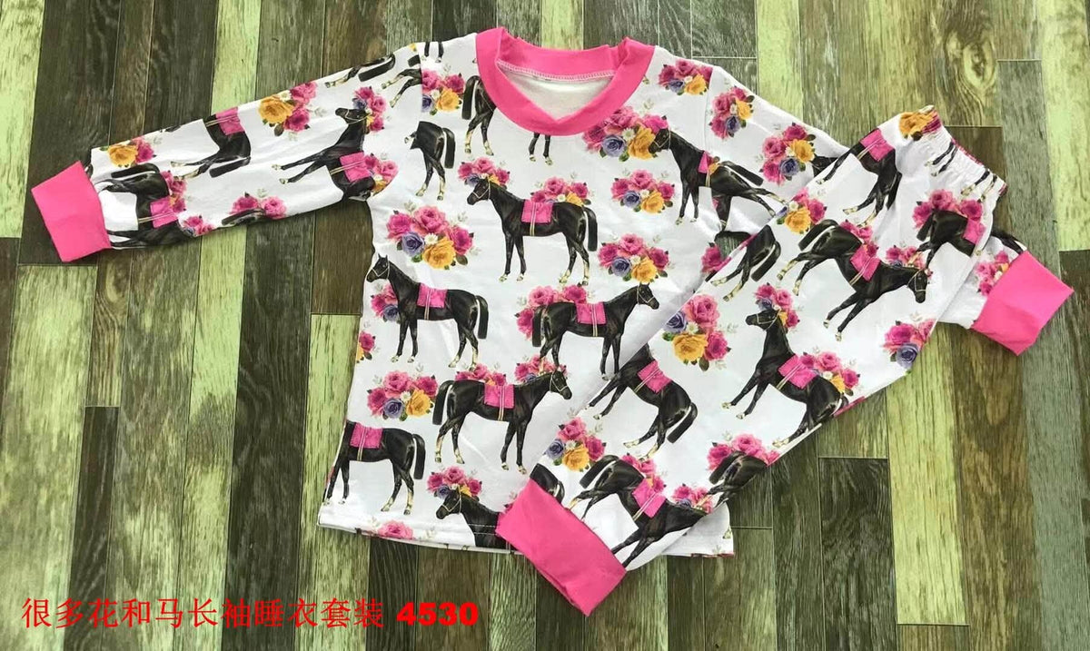 Pink Floral Horse Pajama Set