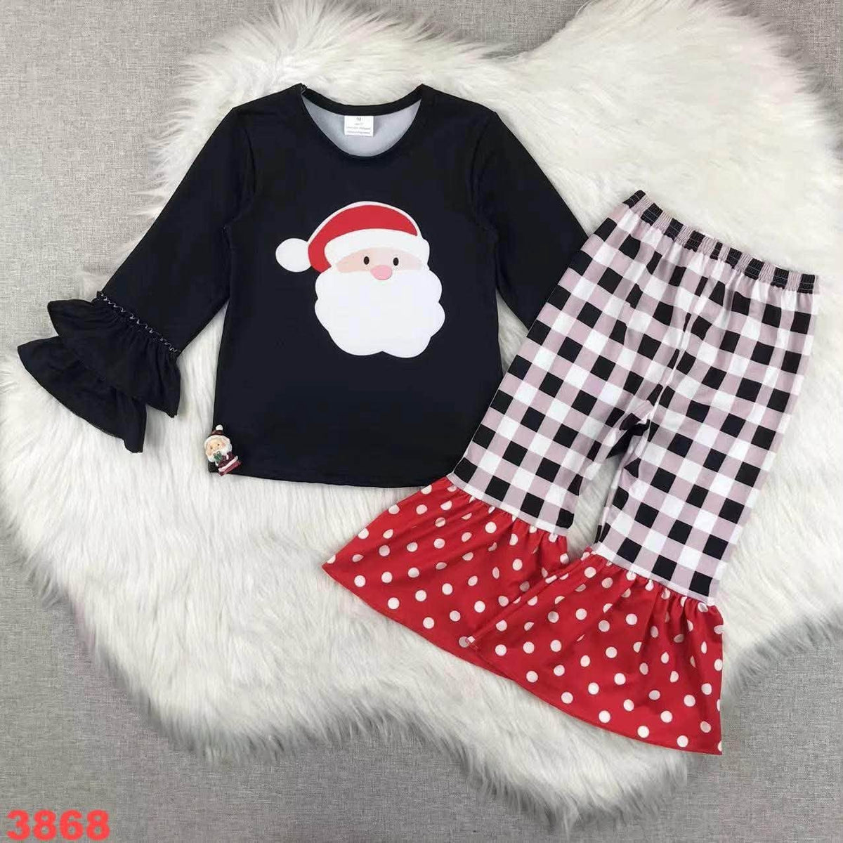 Plaid Santa Bell Bottom Set