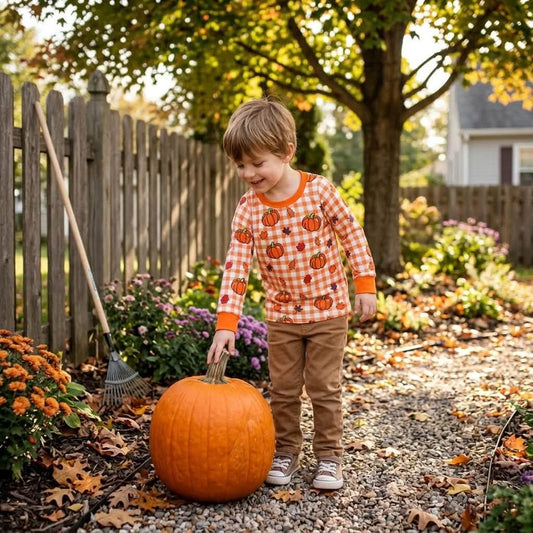 Checkered Fall Pumpkin Shirt