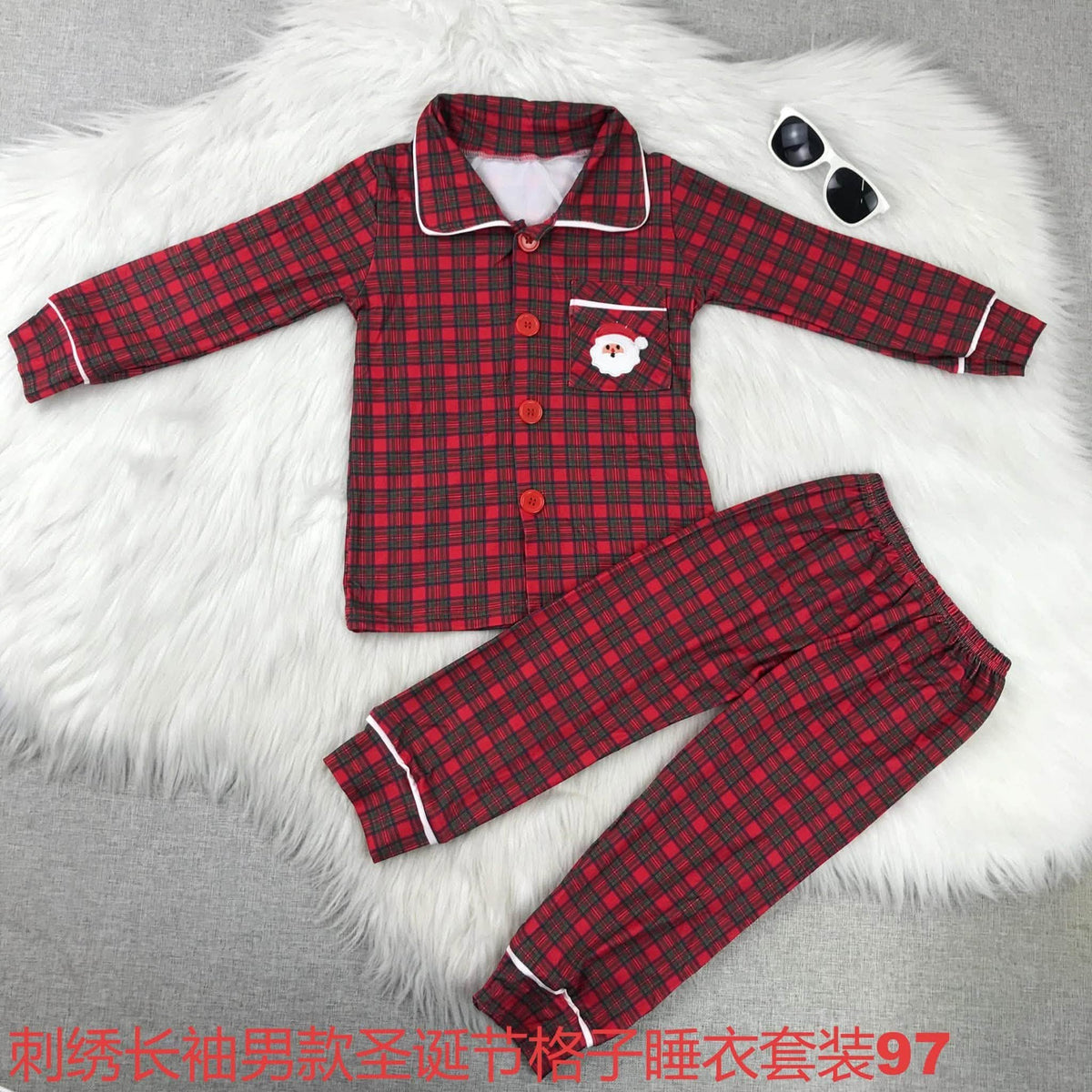 Plaid Santa Pajamas Set
