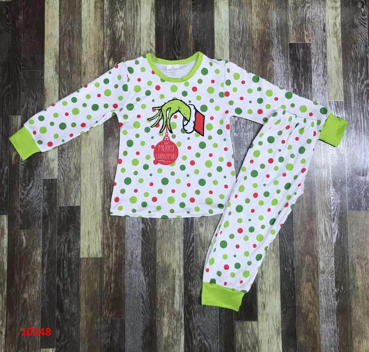 Polka Dot Green Hand Pajama Set