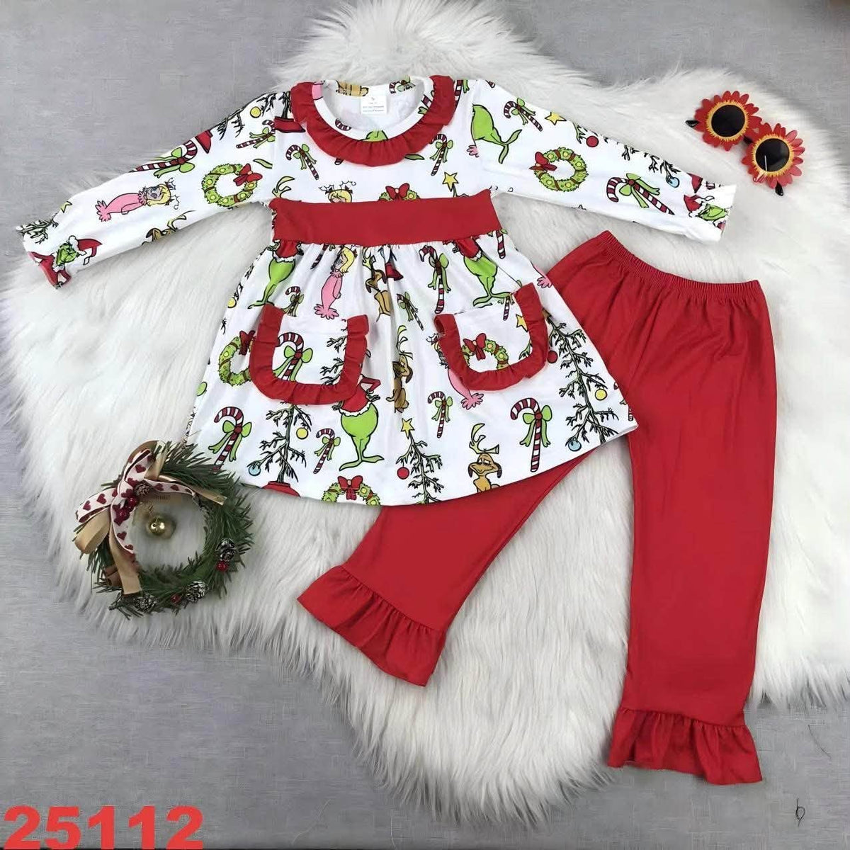 Christmas Ruffle Pants Set