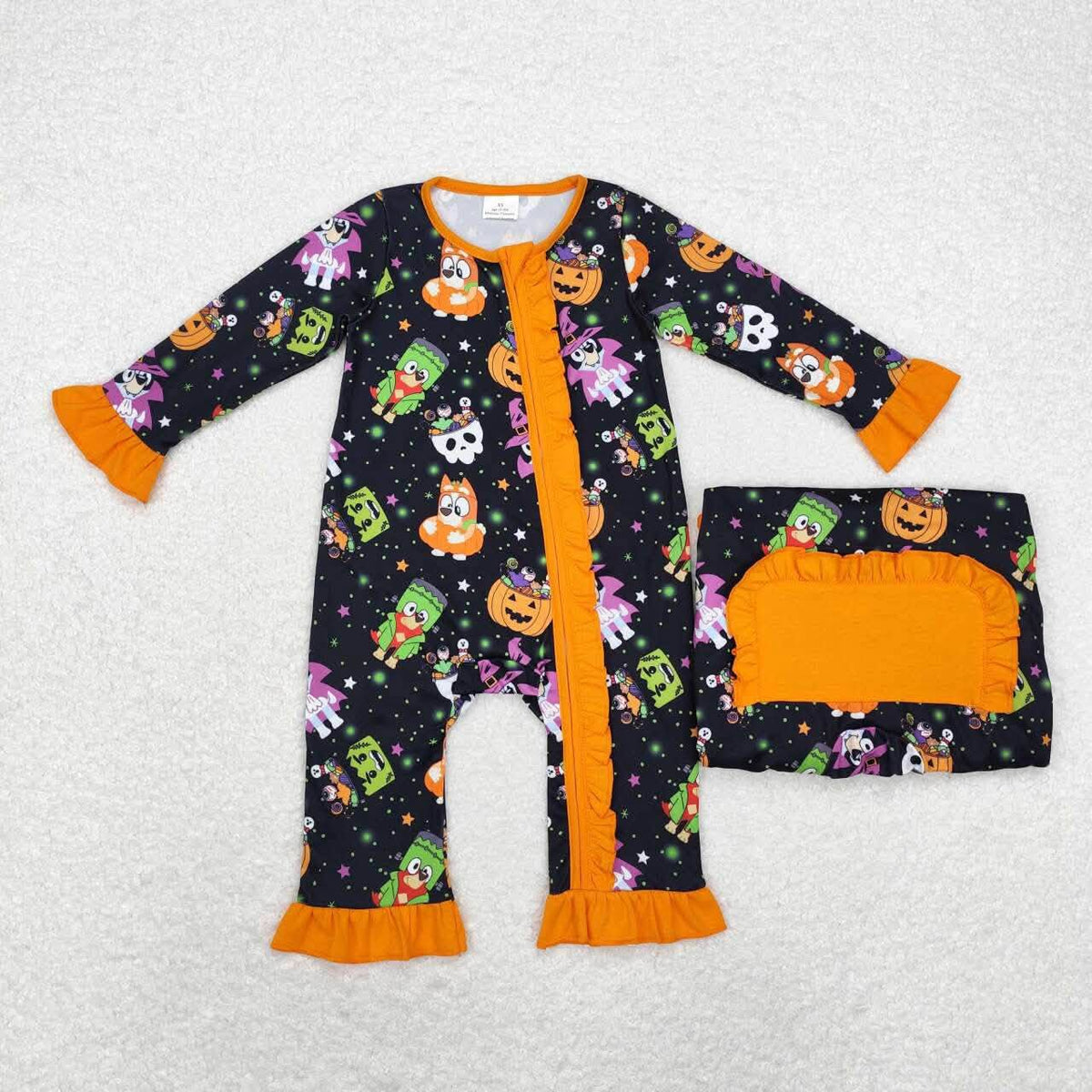 Blue Dog Halloween Romper