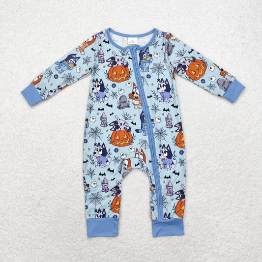 Blue Dog Pumpkin Romper