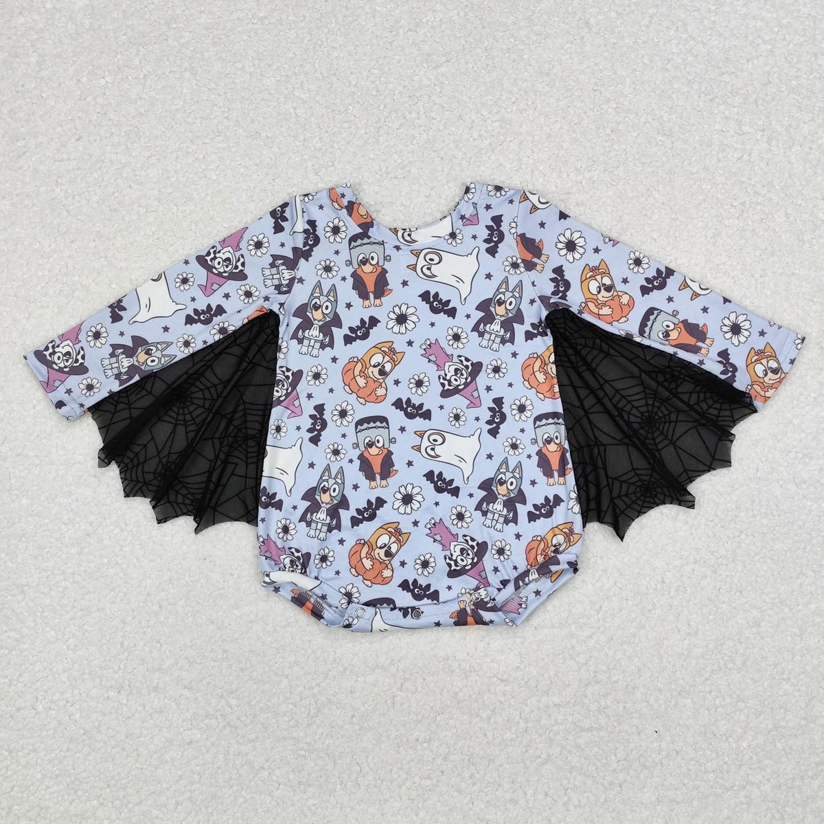 Blue Dog Ghouls Bat Wing Romper