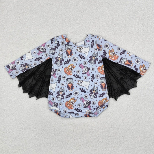 Blue Dog Ghouls Bat Wing Romper