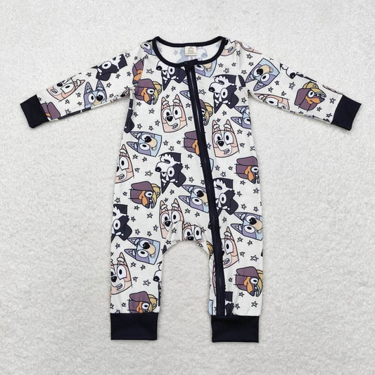 Blue Dog Faces Romper