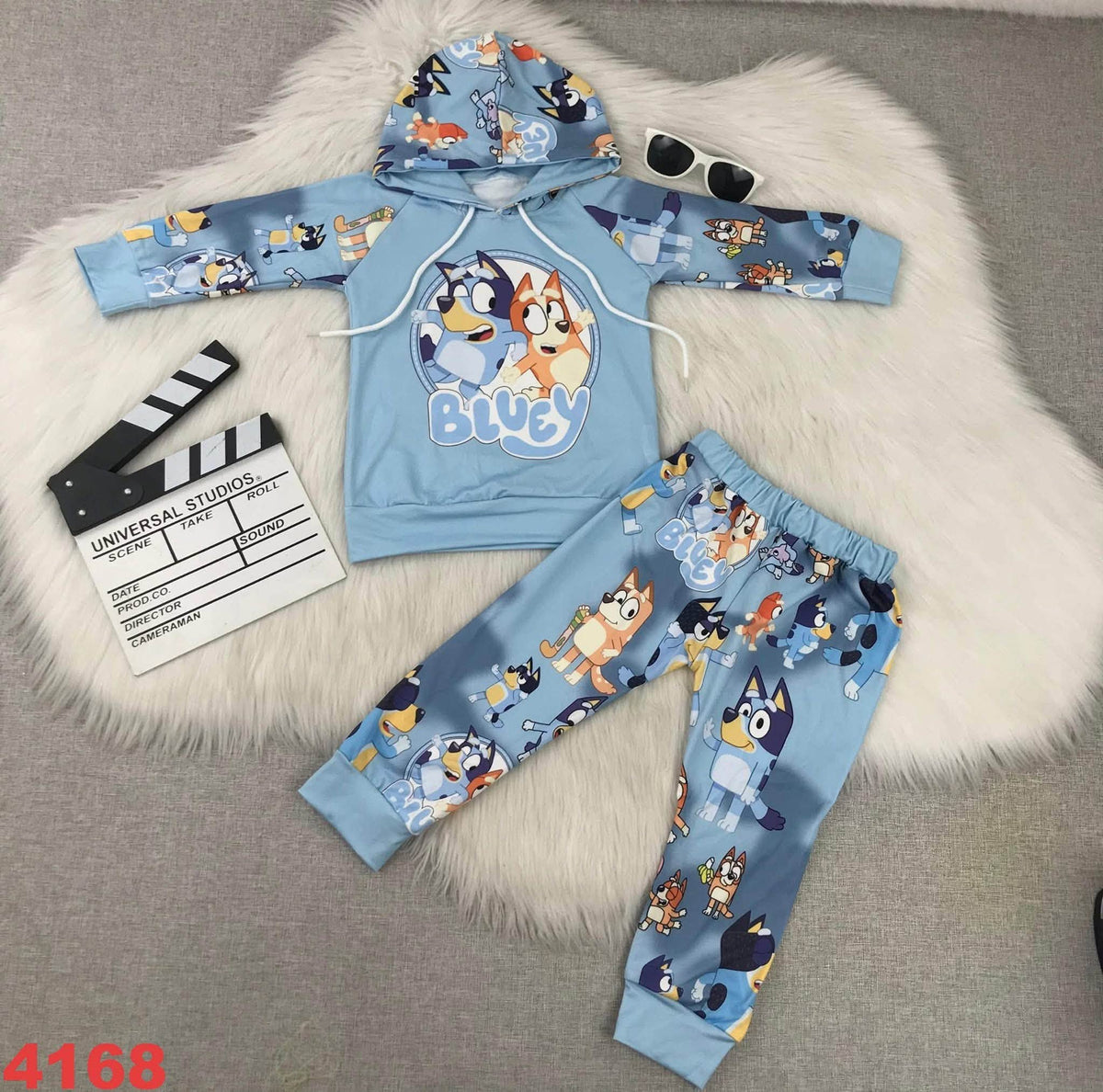 Blue Dog Hooded Jogger Set
