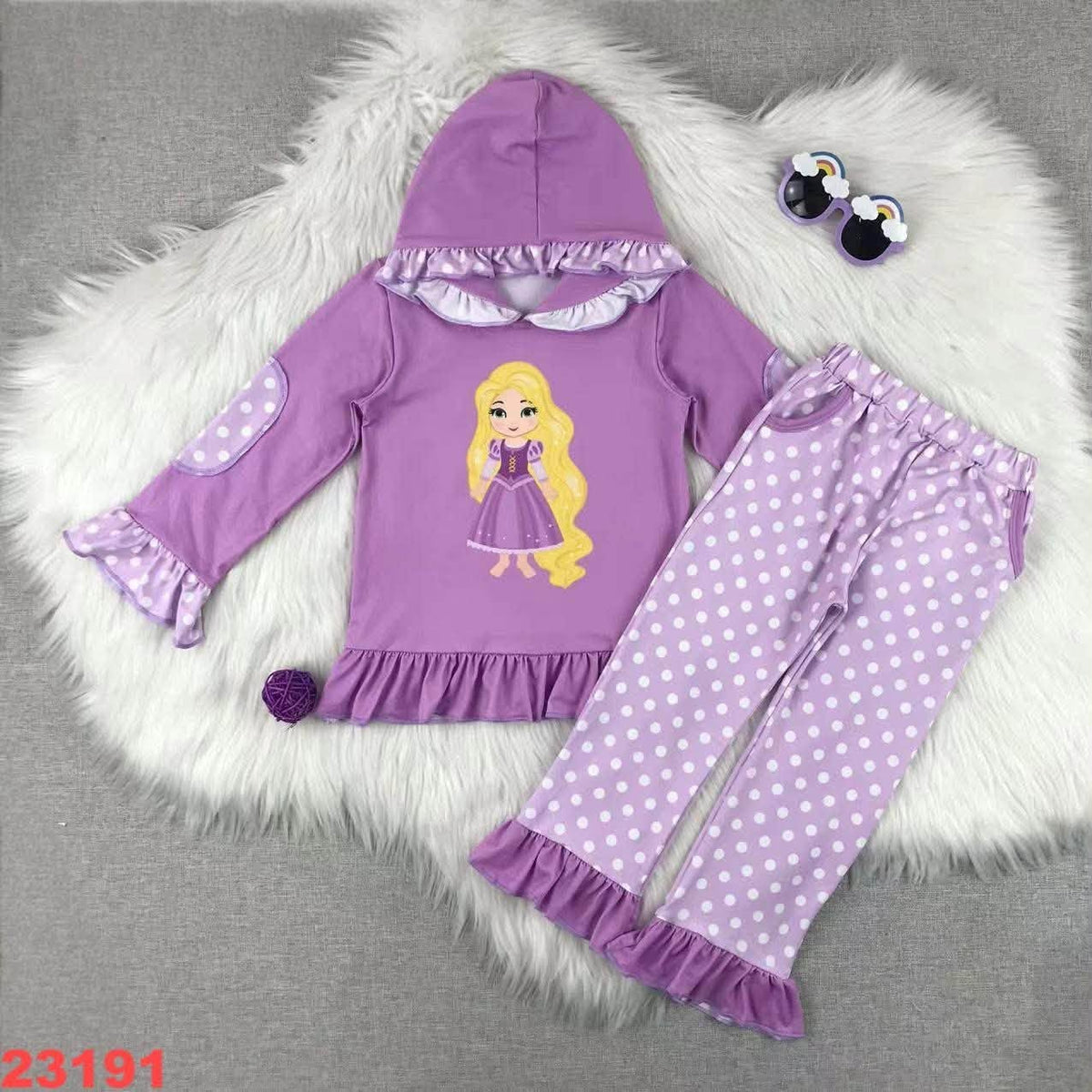 Purple Princess Ruffle Pants Set
