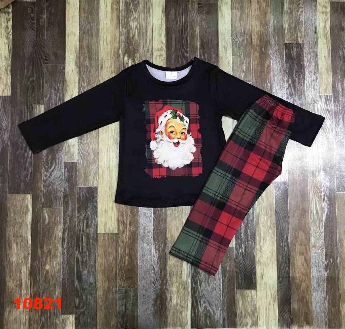Plaid Santa Pants Set