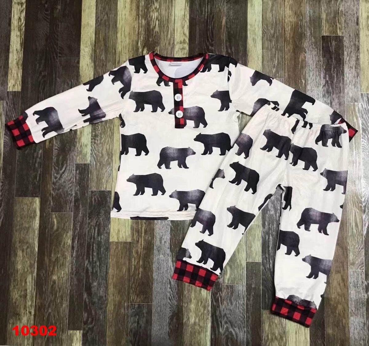 Plaid Bear Pajama Set