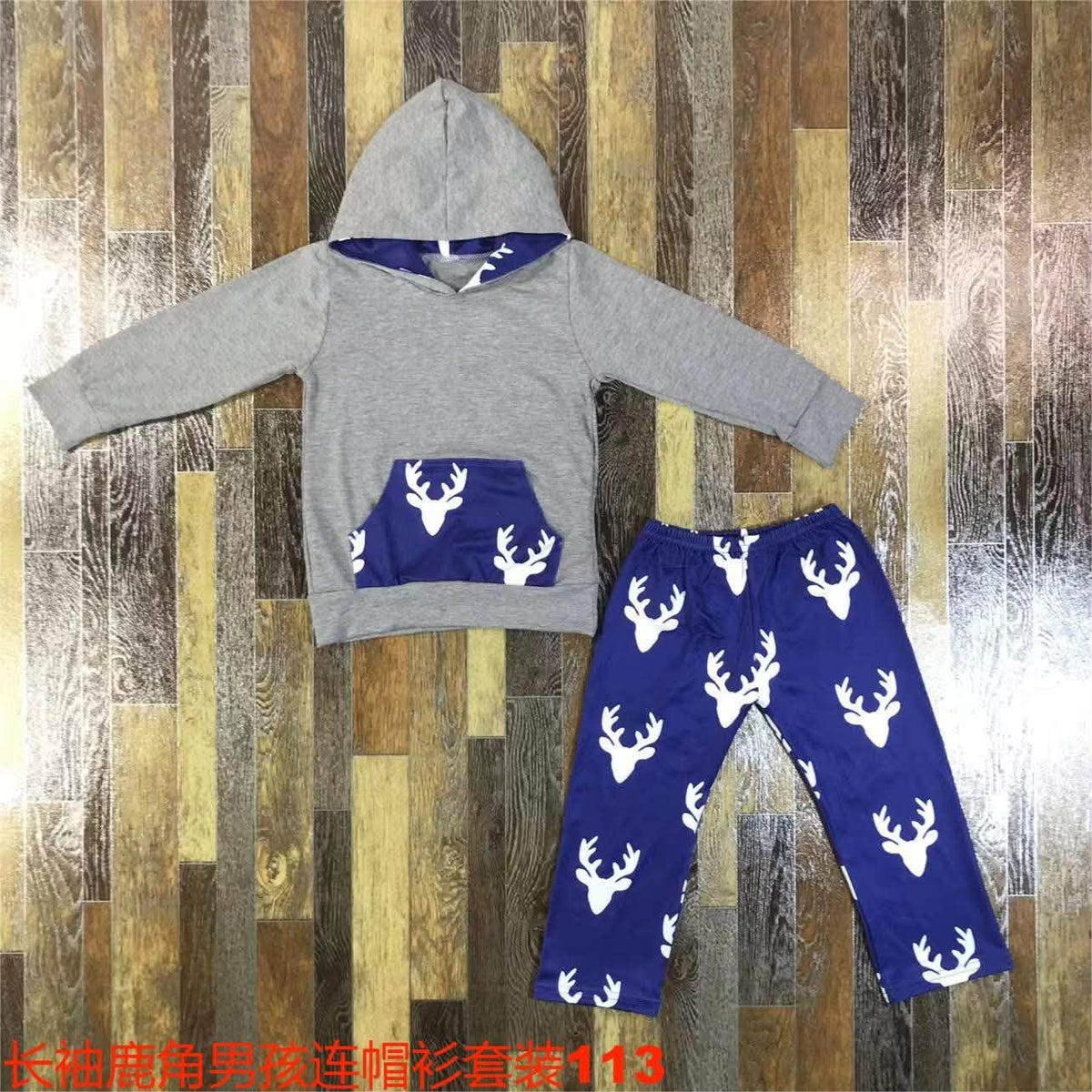 Blue Deer Hooded Jogger Set