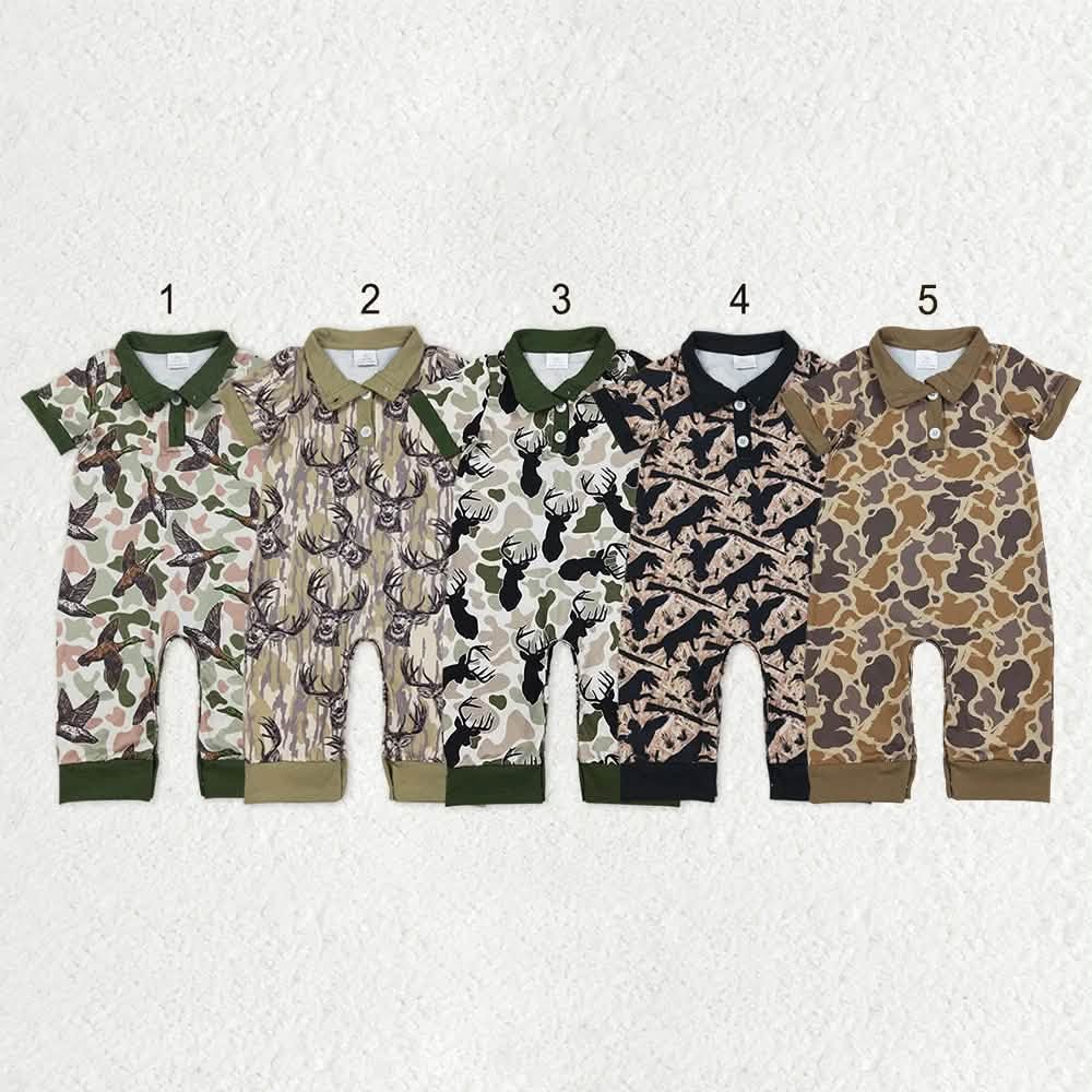 Camo Short Sleeved Rompers