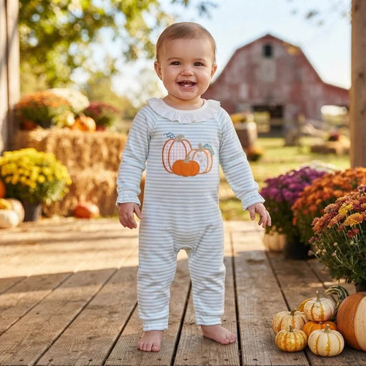 Striped Pumpkin Romper
