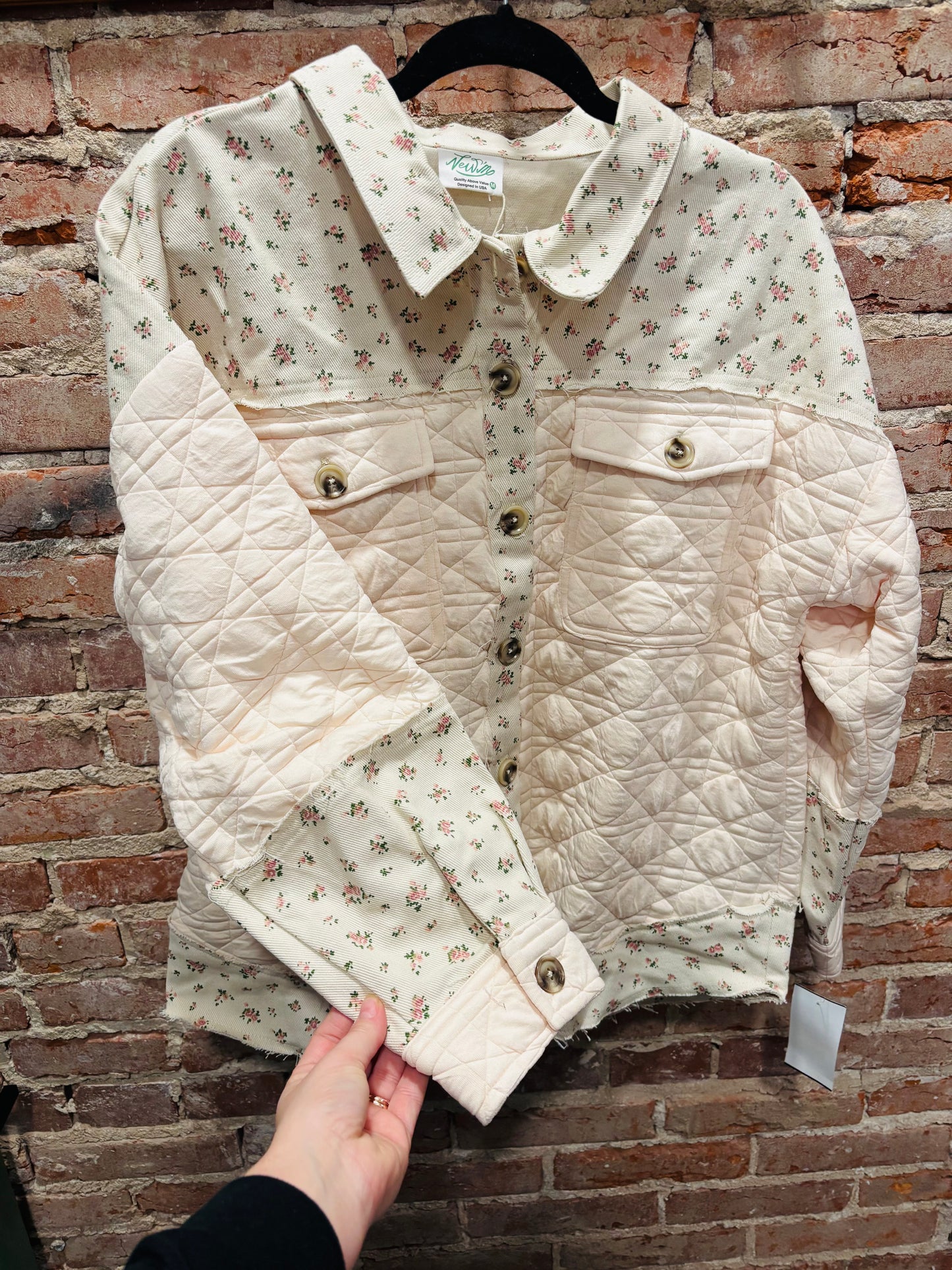 Vintage Floral Pink Button Shacket