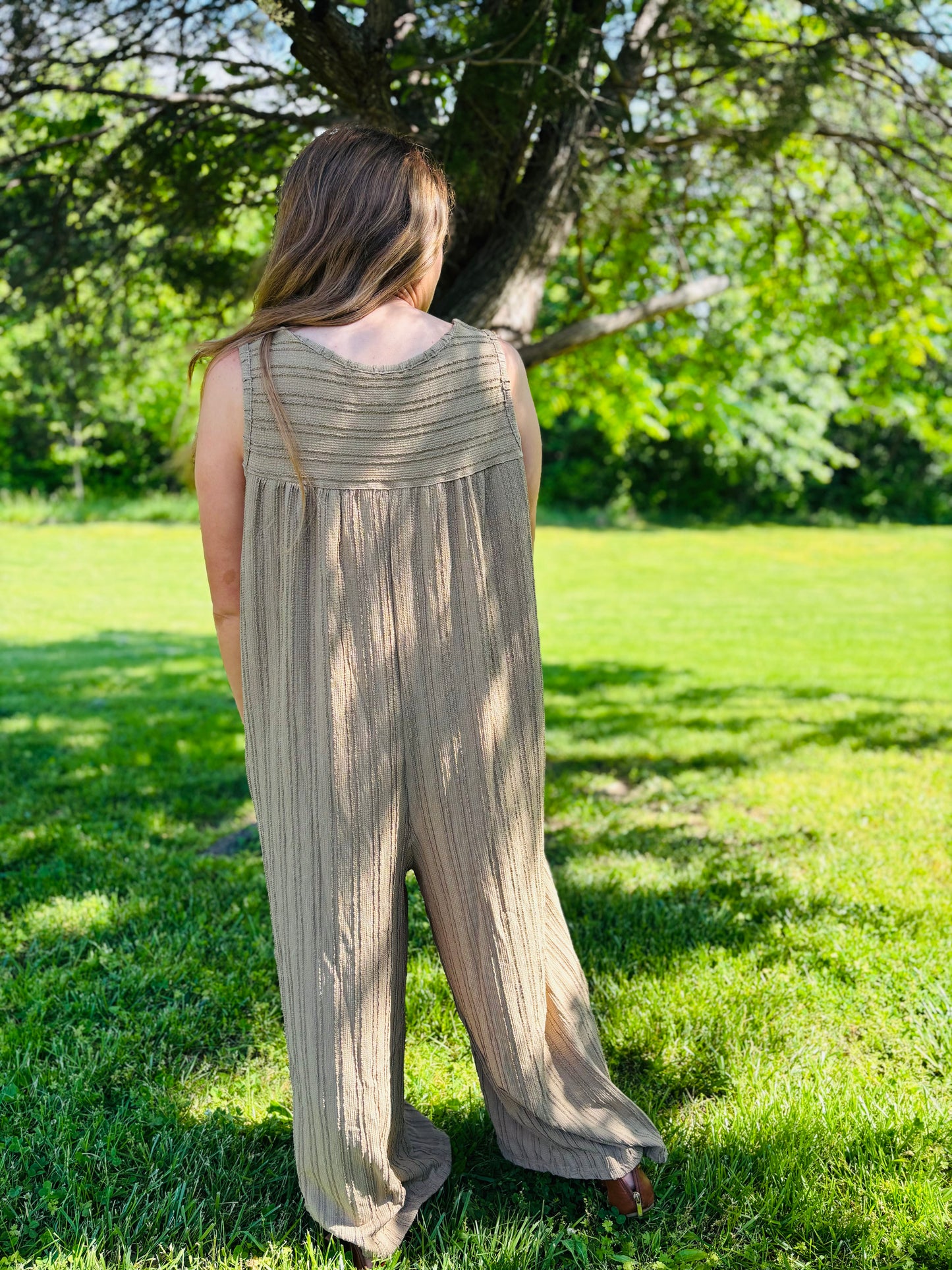 Umgee Tan Button Jumpsuit