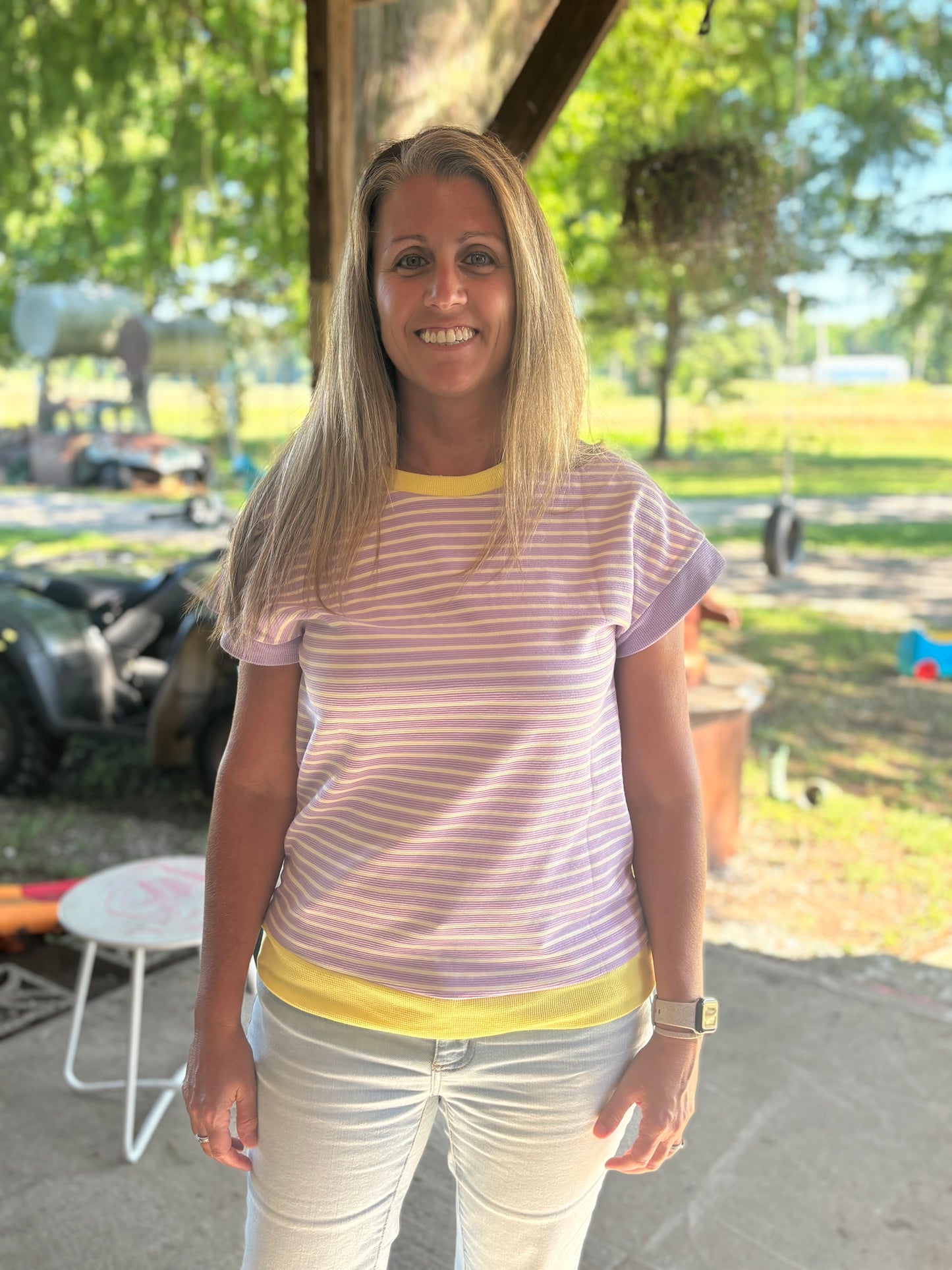 Purple Yellow Stripe Top