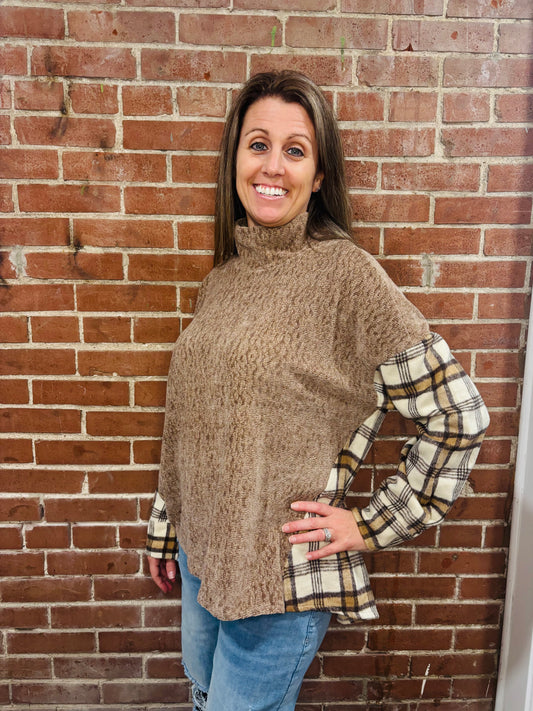 Pop of Plaid Sweater Pullover