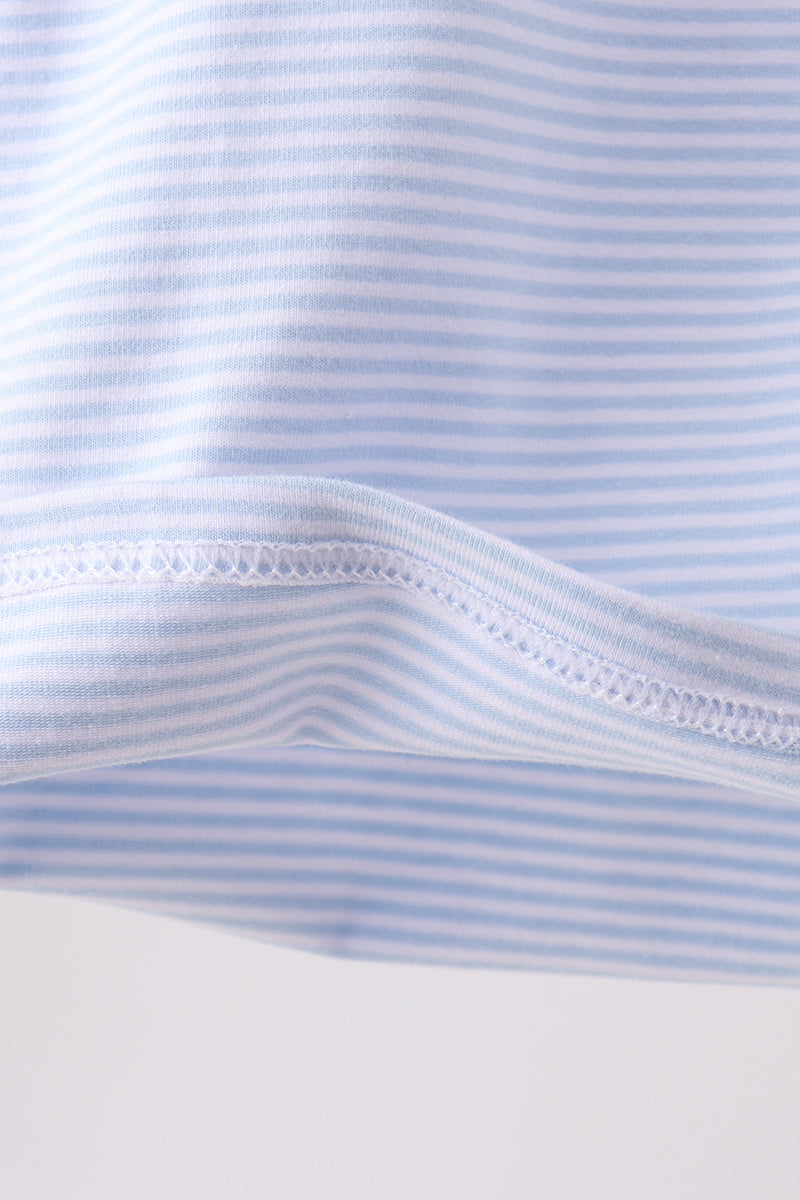 Blue stripe apple embroidery shirt