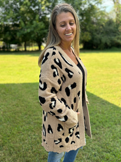 Taupe Soft Leopard Cardigan