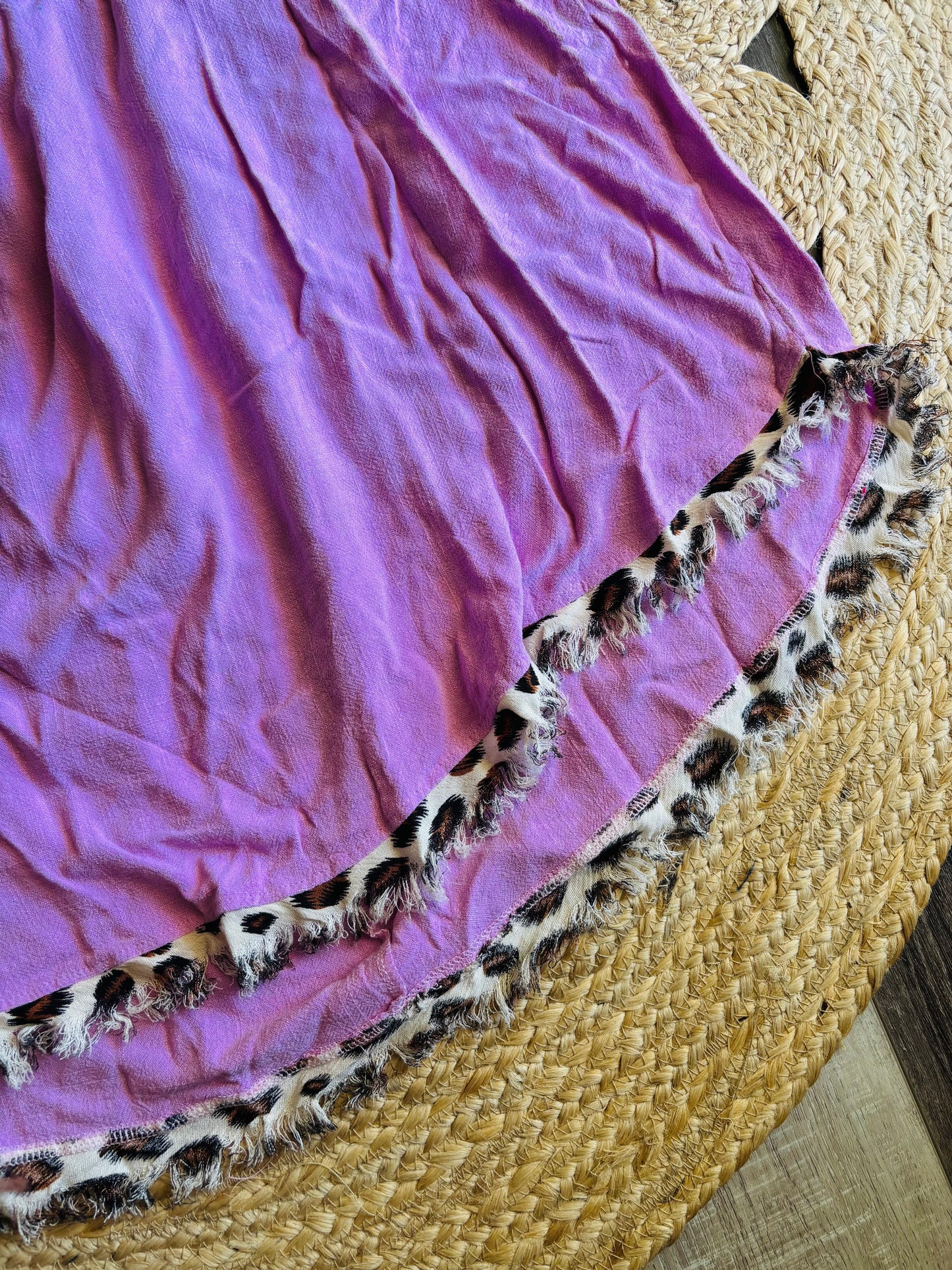 Plus Purple Leopard Fringe Top