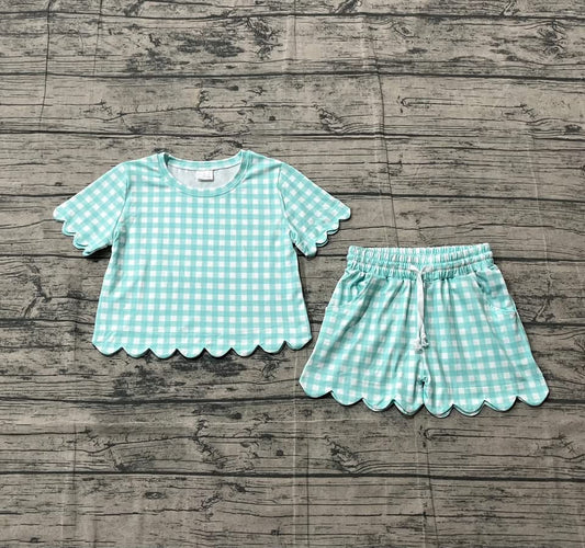 Blue Gingham Girls Set