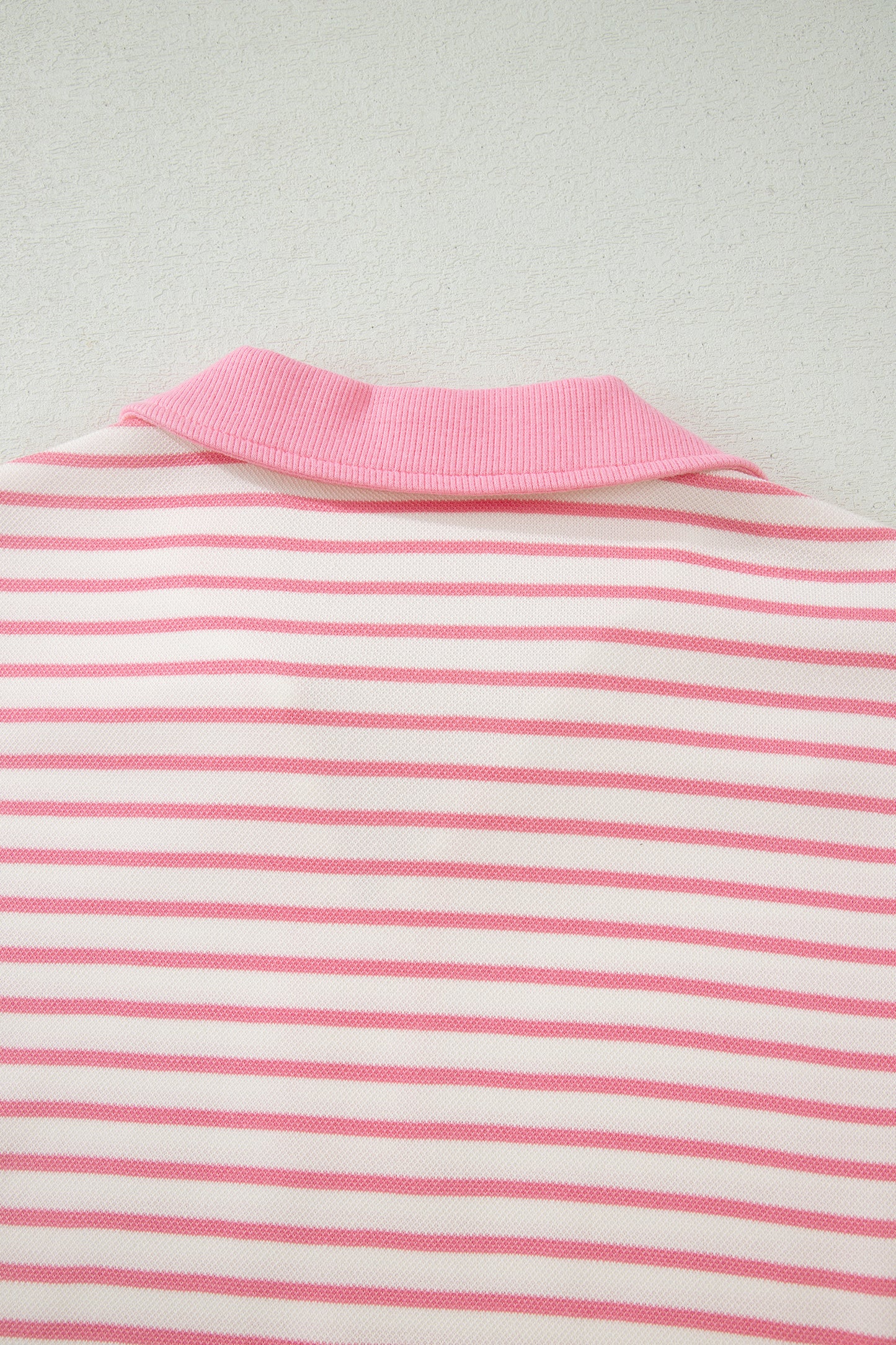 Pink Stripe Color Block Patchwork Polo Tee Drawstring Elastic Waist 2pcs Skort Set