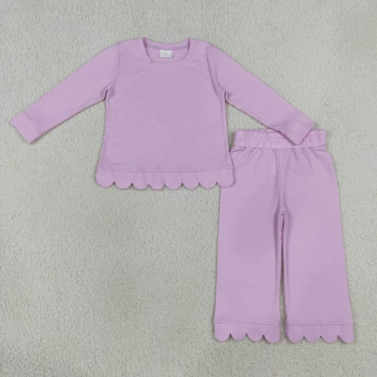 Purple Scallop Set Shorts Set
