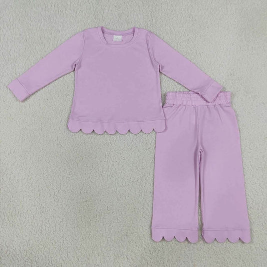 Purple Scallop Set Shorts Set