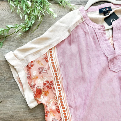 Pink Top with Floral Sides