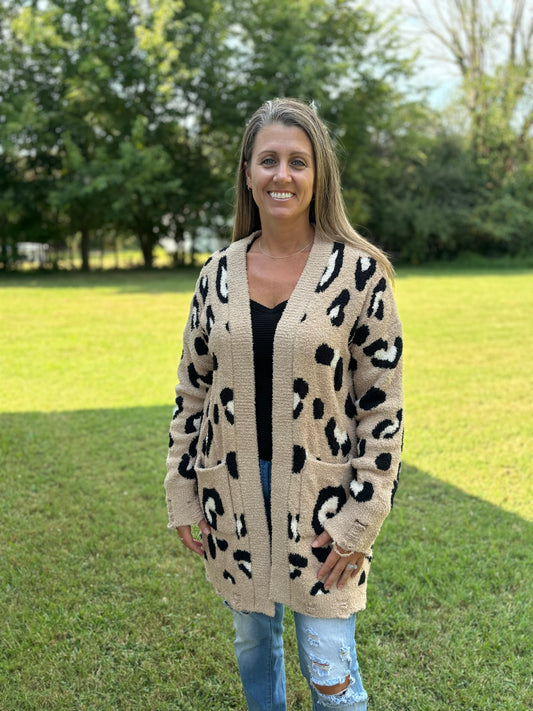 Taupe Soft Leopard Cardigan