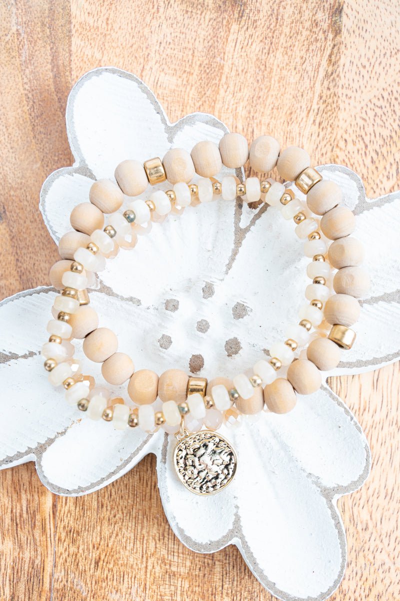 Beige Beaded Bracelet Set