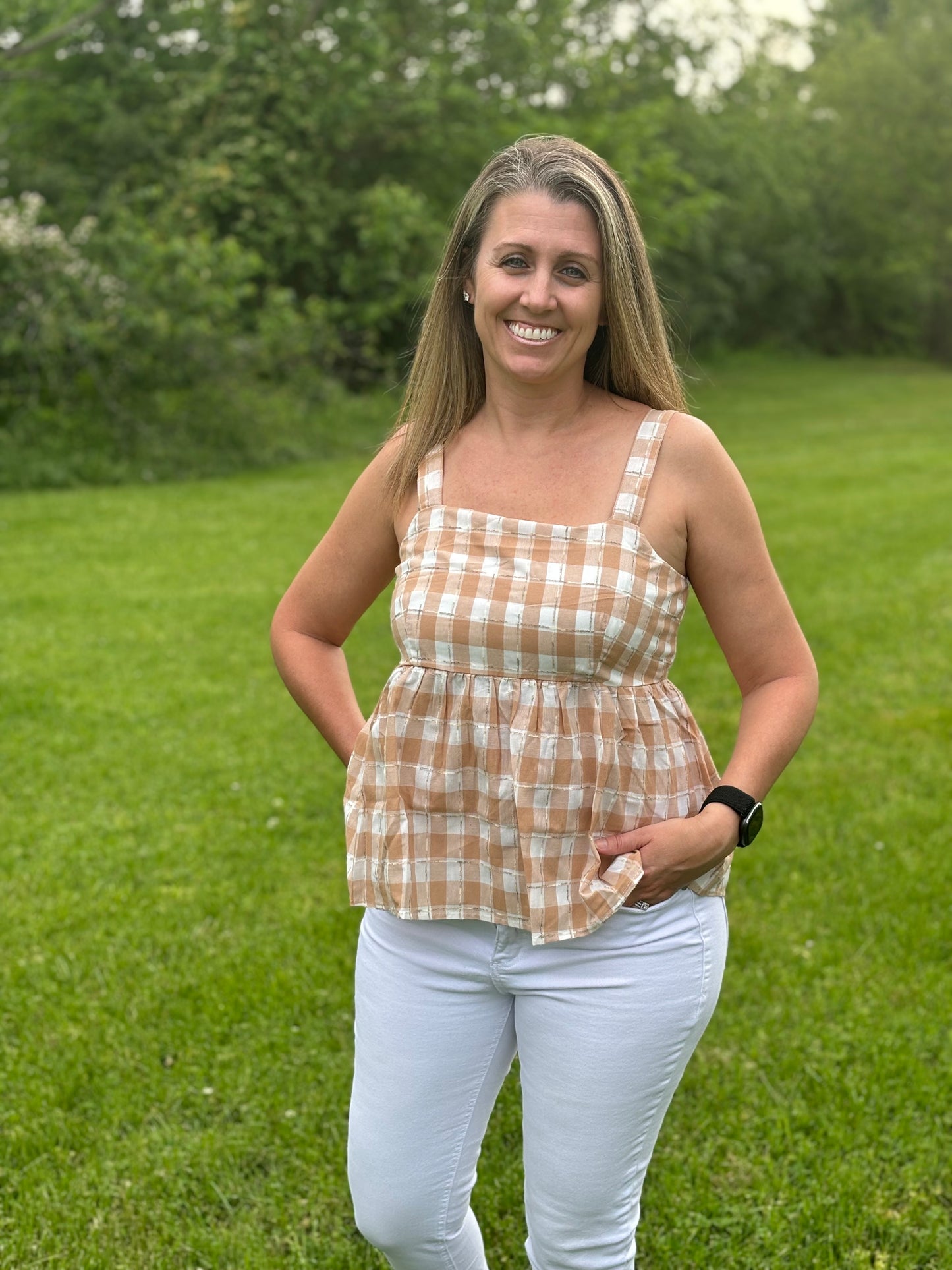 Tan Plaid Tank