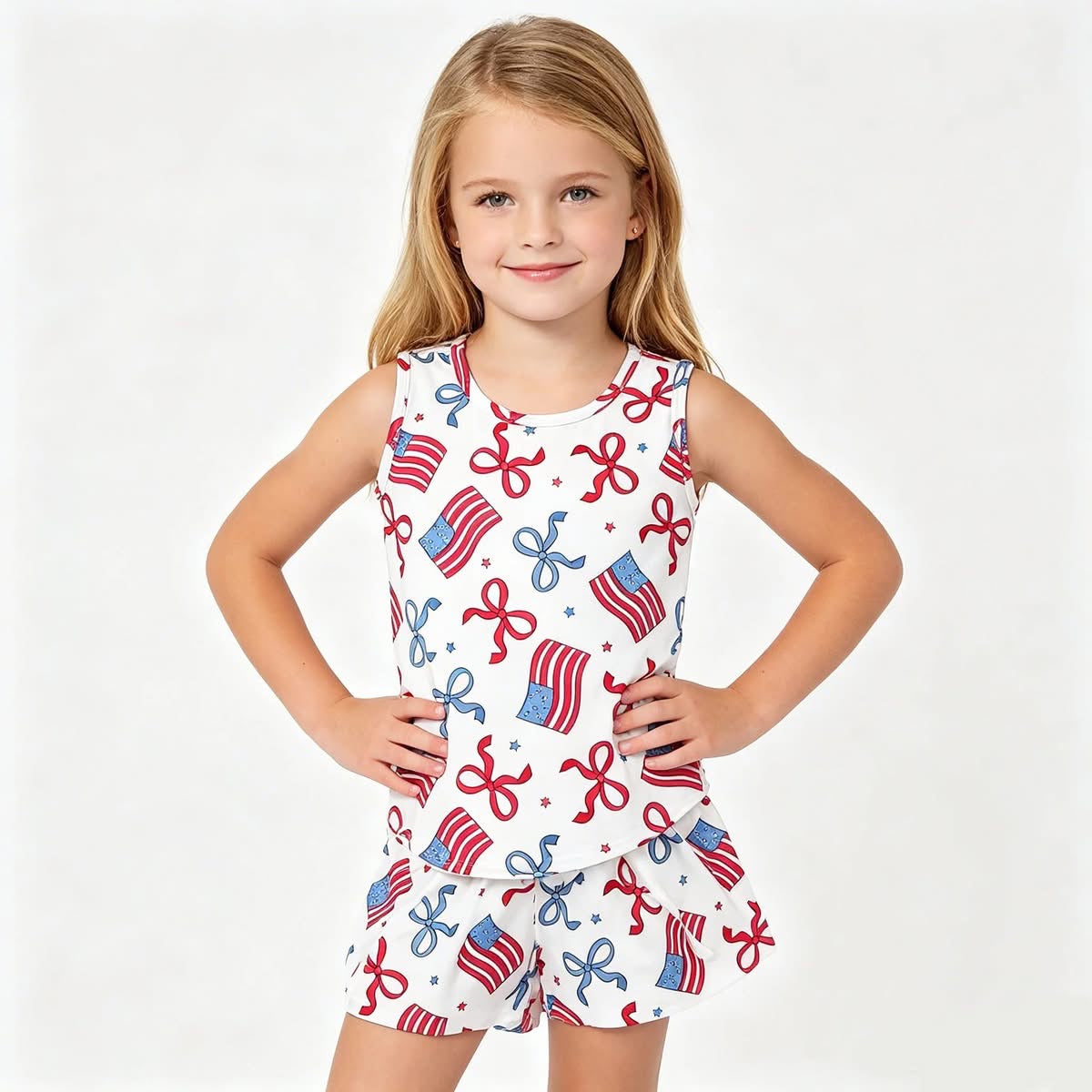 Flag Bow Shorts Set