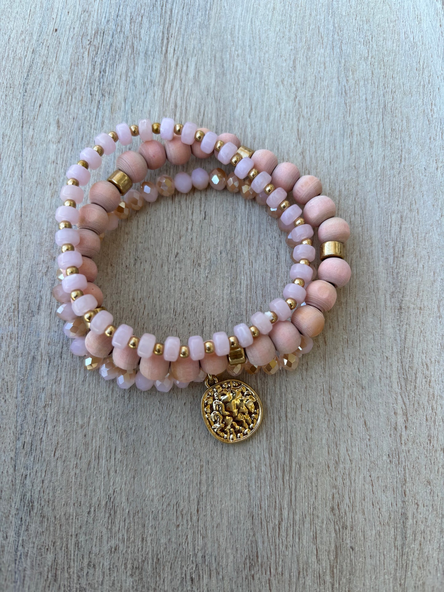 Light Rose Beaded Bracelet Set