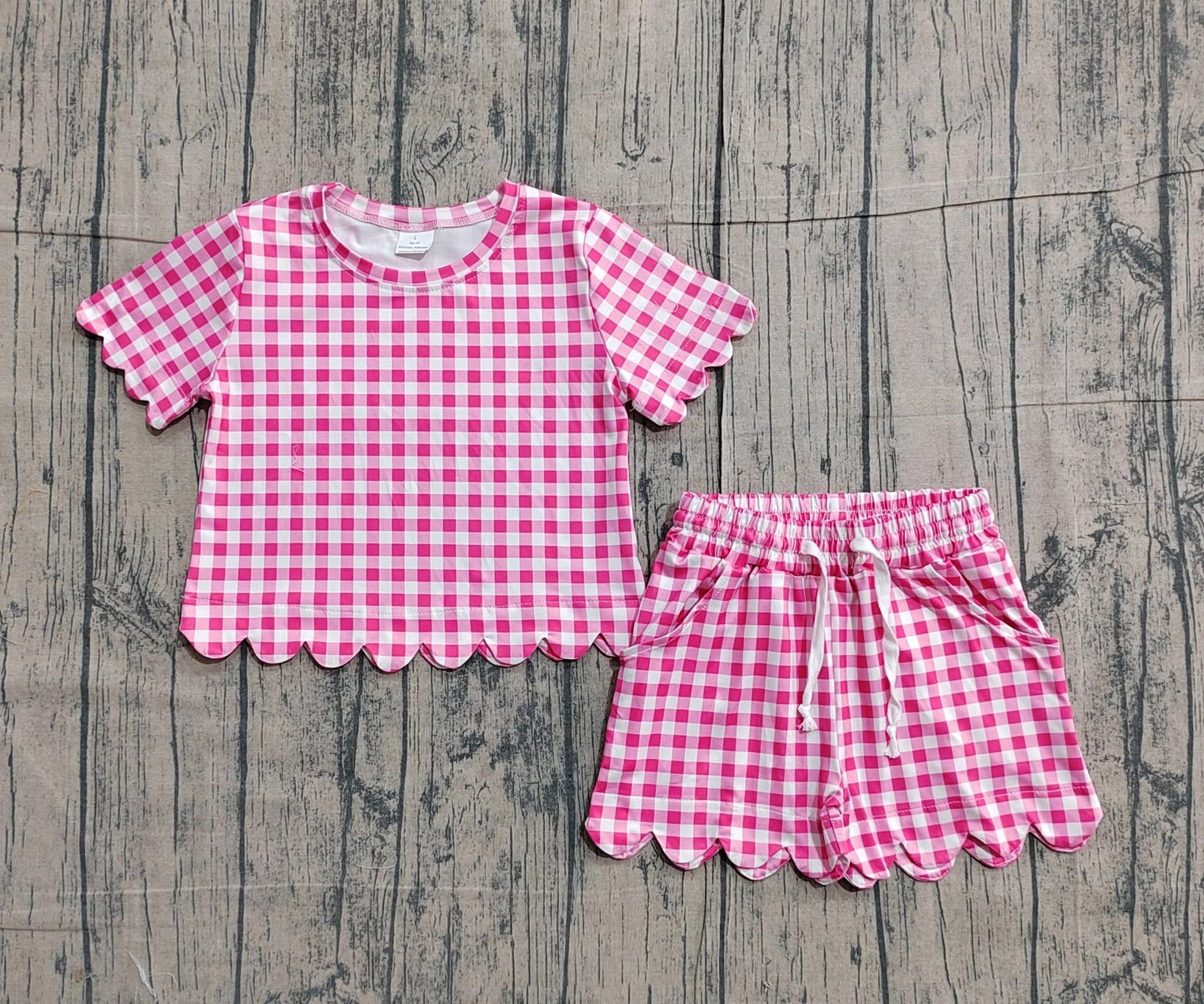 Pink Gingham Girls Set