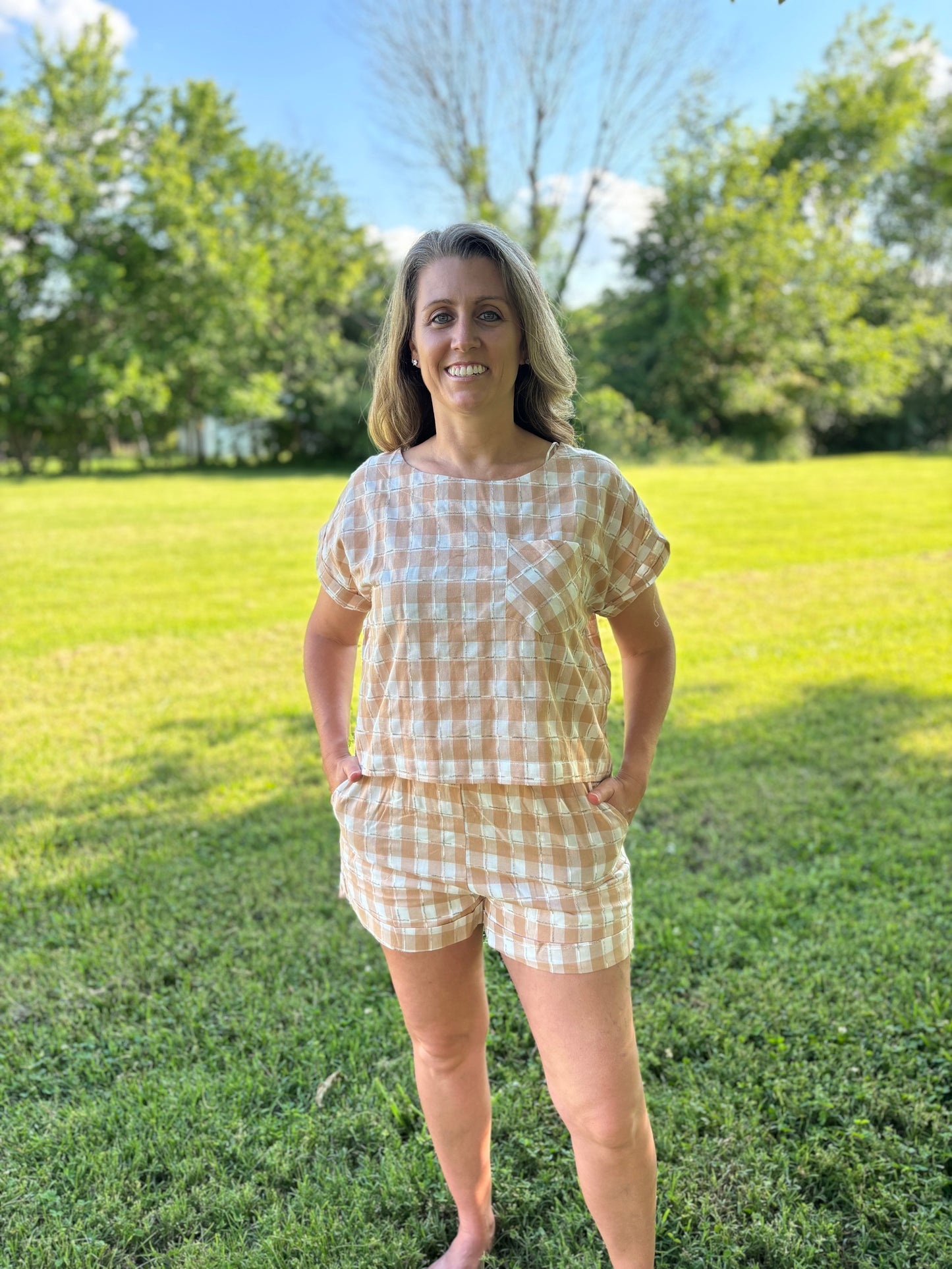 Tan Plaid Set