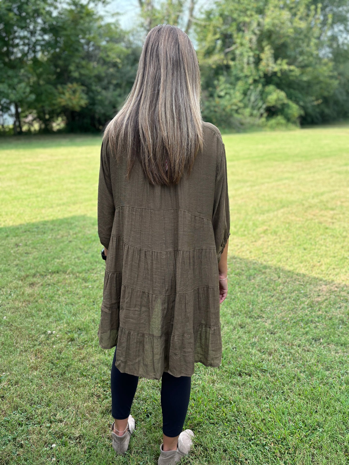 Umgee Olive Button Up Tunic