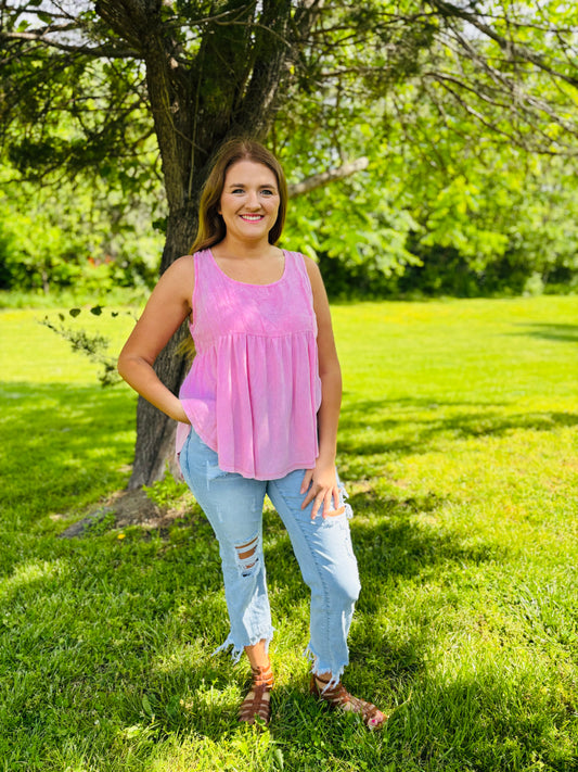 Pink Mineral Wash Flowy Tank