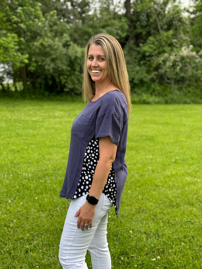 Navy Leopard Top